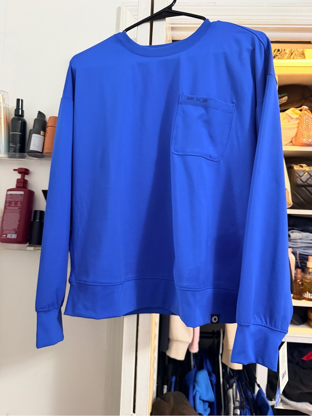 Women's Royal Blue Long-Sleeve Pocket Pullover Sweatshirt